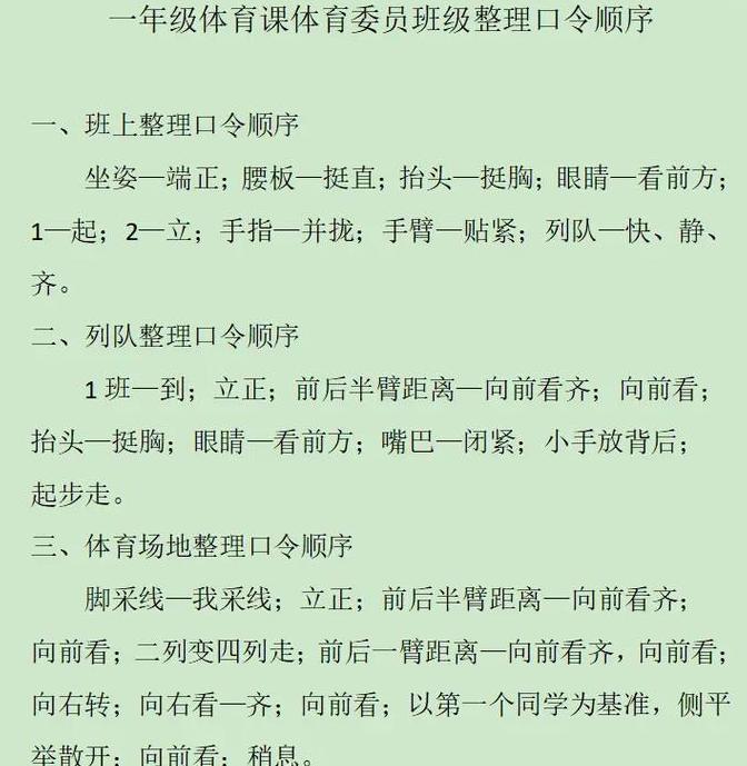 体育课整队口令全解析