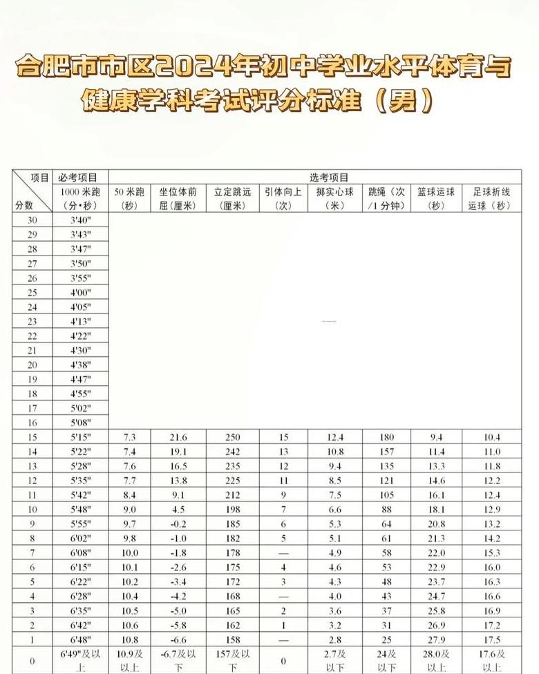 河南初中生体测评分标准解析